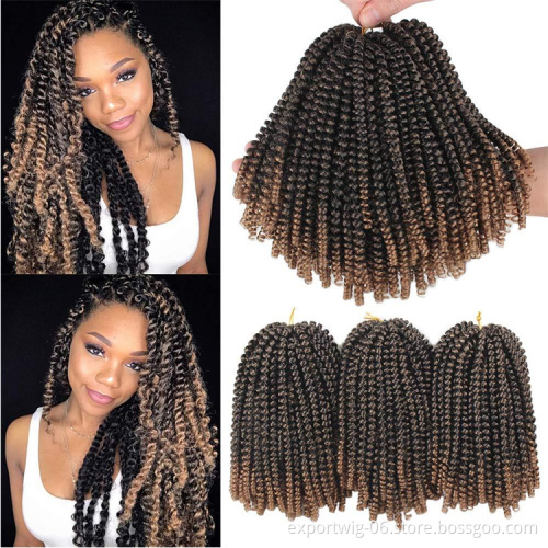 Synthetic Ombre Spring Twist Braiding Hair 30 Strands 8 inch Crochet Braids Hair Extensions Braids passion twist water wave hair